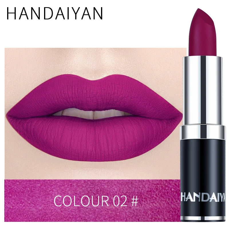 12-Color Matte Lipstick – Waterproof, Long-Lasting, Moisturizing Velvet Finish, High Pigment - Beauty & Beyond