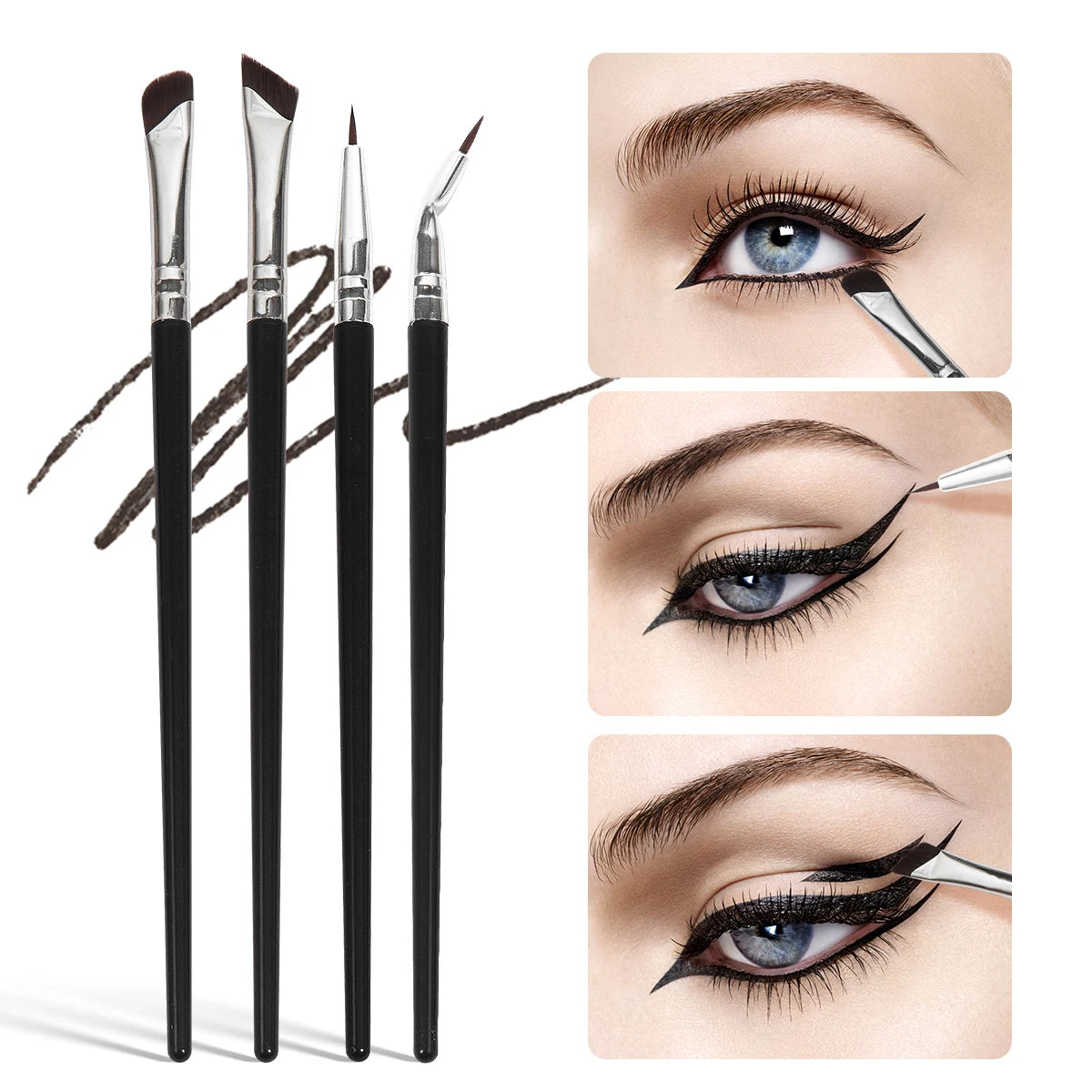 MAANGE 4PCS Professional Eye Makeup Brush Set - Eyeshadow, Eyebrow, Eyeliner, Contour Tool - Beauty & Beyond