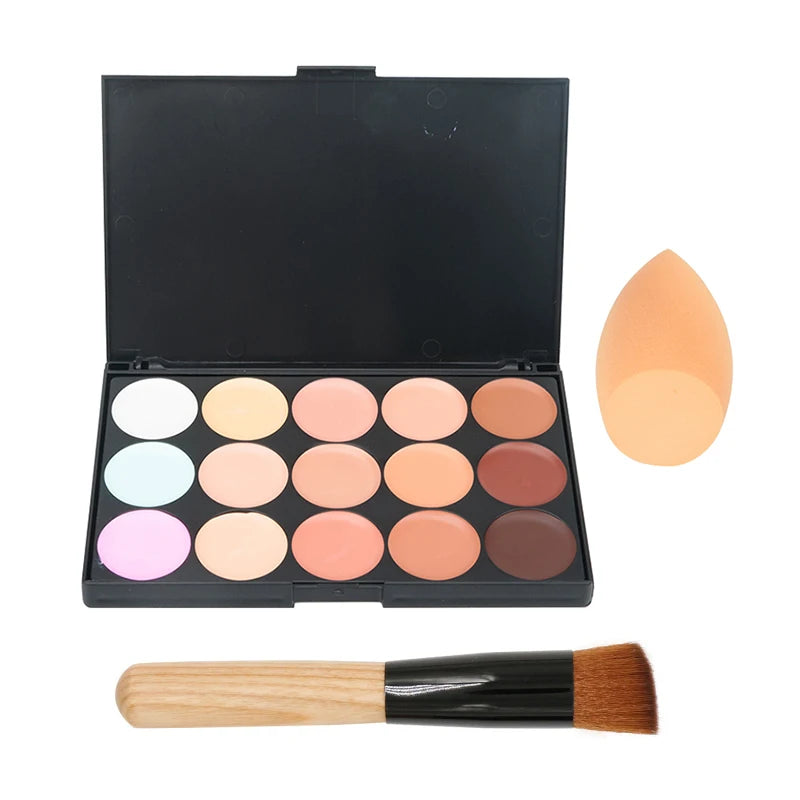 15-Color Face Concealer & Contour Palette – Professional Makeup