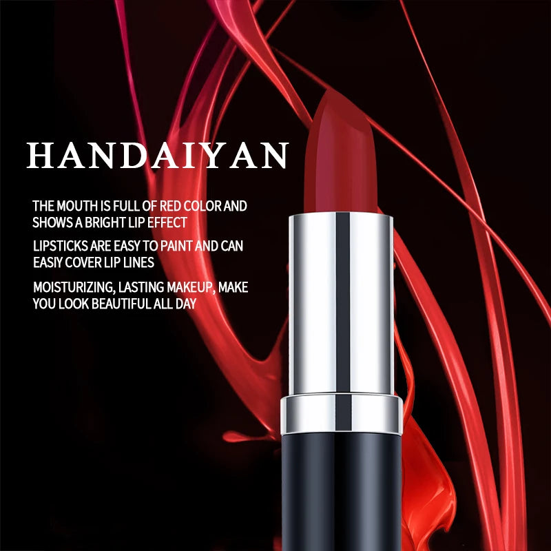 12-Color Matte Lipstick – Waterproof, Long-Lasting, Moisturizing Velvet Finish, High Pigment - Beauty & Beyond