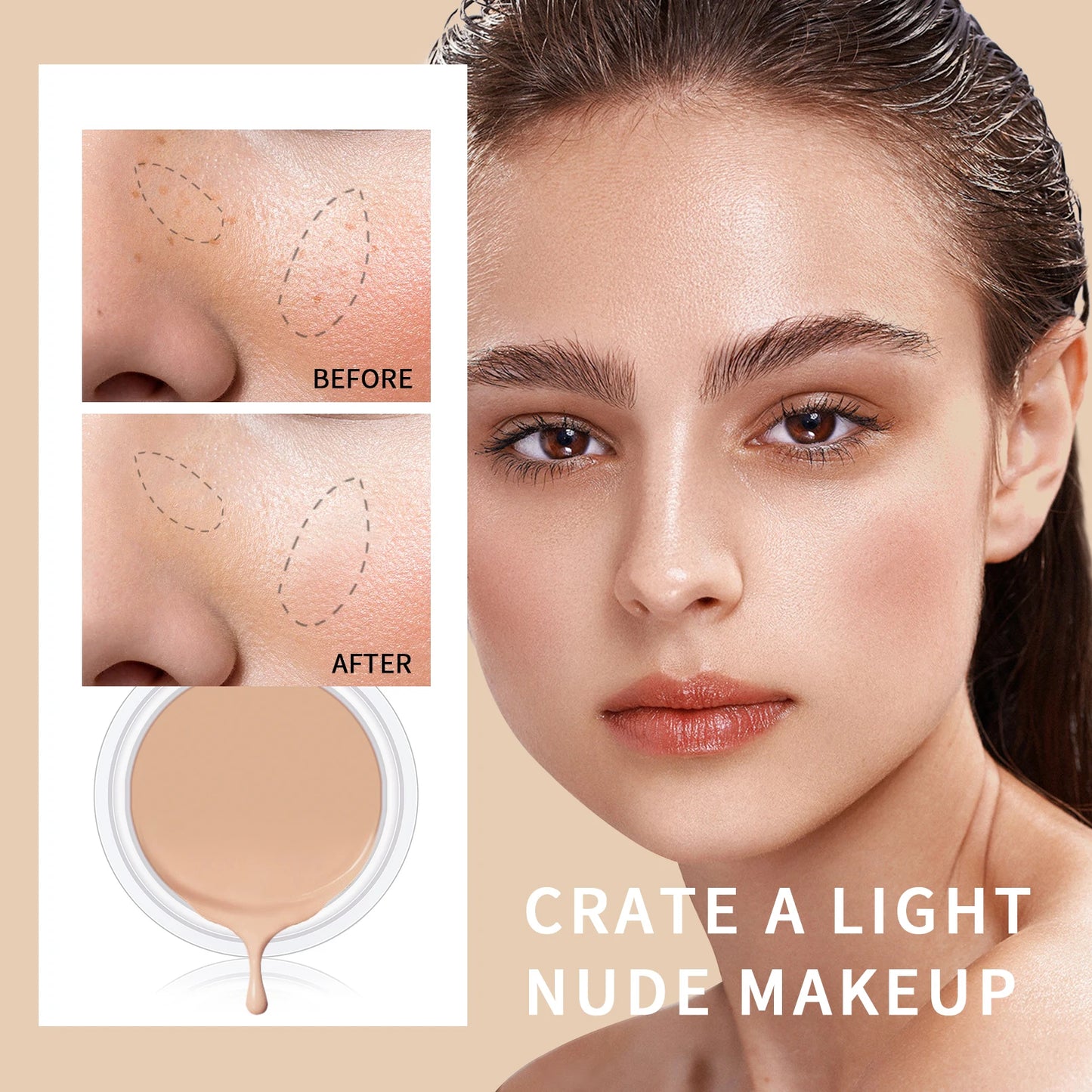 High Definition Waterproof Concealer – Full Coverage, Natural Finish, All Skin Types