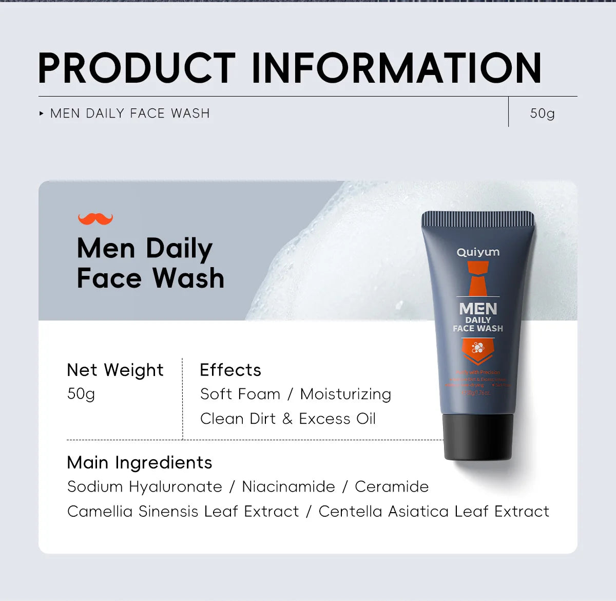 Men's Facial Foaming Cleanser - Deep Cleansing, Oil Control, Moisturizing, Blackhead Removal - Beauty & Beyond