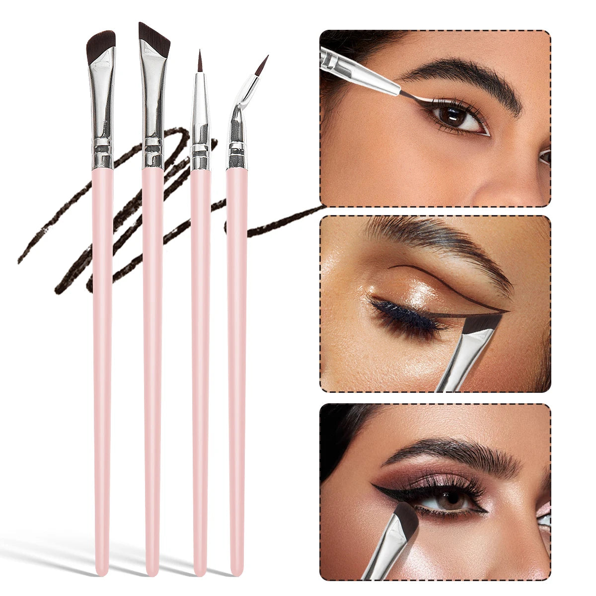 MAANGE 4PCS Professional Eye Makeup Brush Set - Eyeshadow, Eyebrow, Eyeliner, Contour Tool - Beauty & Beyond