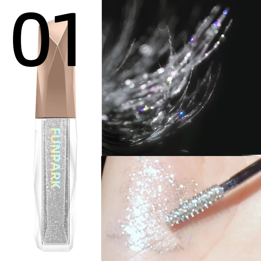 1PC Sparkling Eyelash Mascara - Long-Lasting Shimmer, Eyeshadow & Highlighter, Pearlescent - Beauty & Beyond
