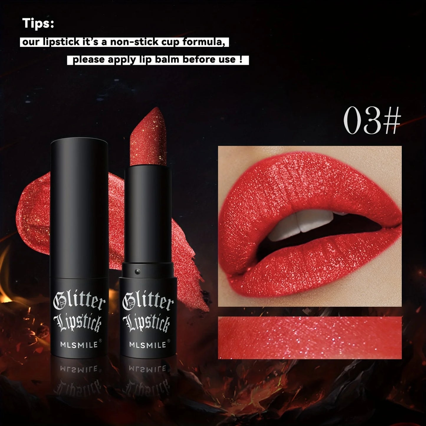 7-Color Glitter Lipstick – Hydrating & Sparkling Shine | Non-Stick, Metallic Finish Lip Makeup