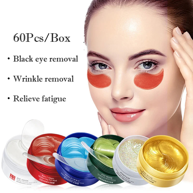 60PCS Gold Collagen Eye Mask – Moisturizing & Firming Gel Patches | Anti-Dark Circles & Eye Bag Care