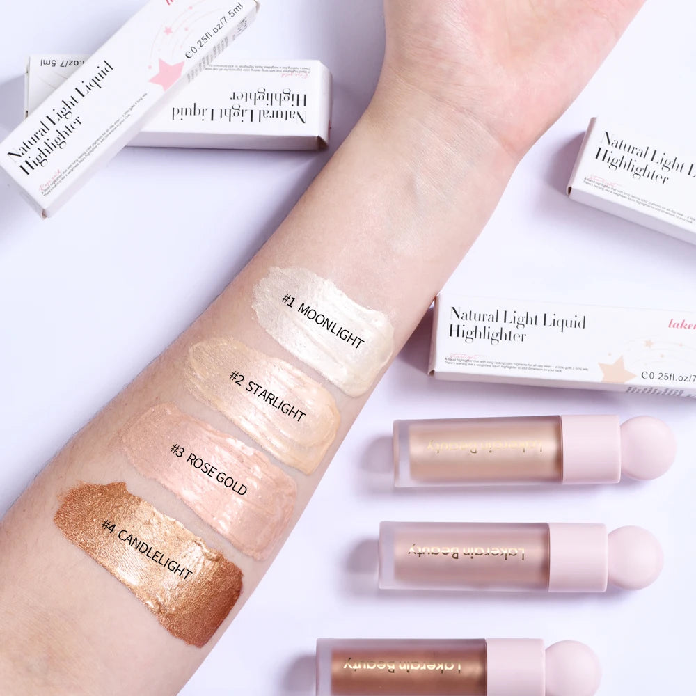 4-Color Liquid Highlighter – Shimmer Glow Contour & Bronzer Fluid for Radiant Face Makeup - Beauty & Beyond