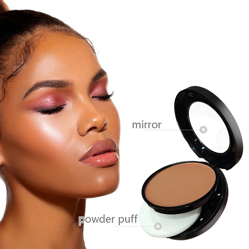 6-Color Matte Pressed Powder – 24H Oil Control, Full Coverage, Waterproof