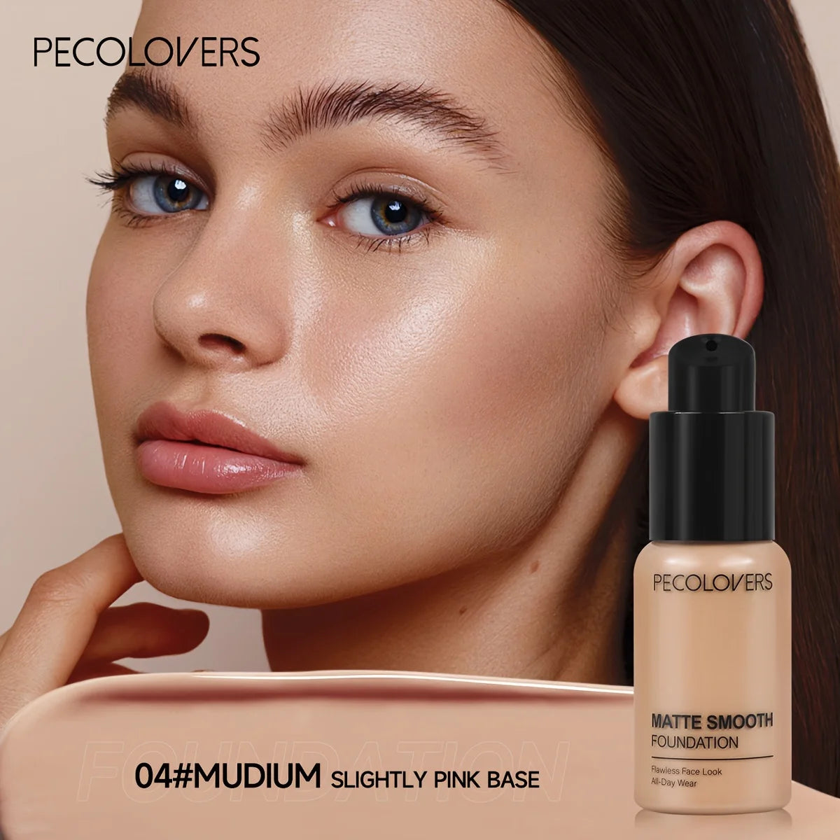 PECOLOVERS Matte Liquid Foundation – Oil-Control, Waterproof, Full Coverage