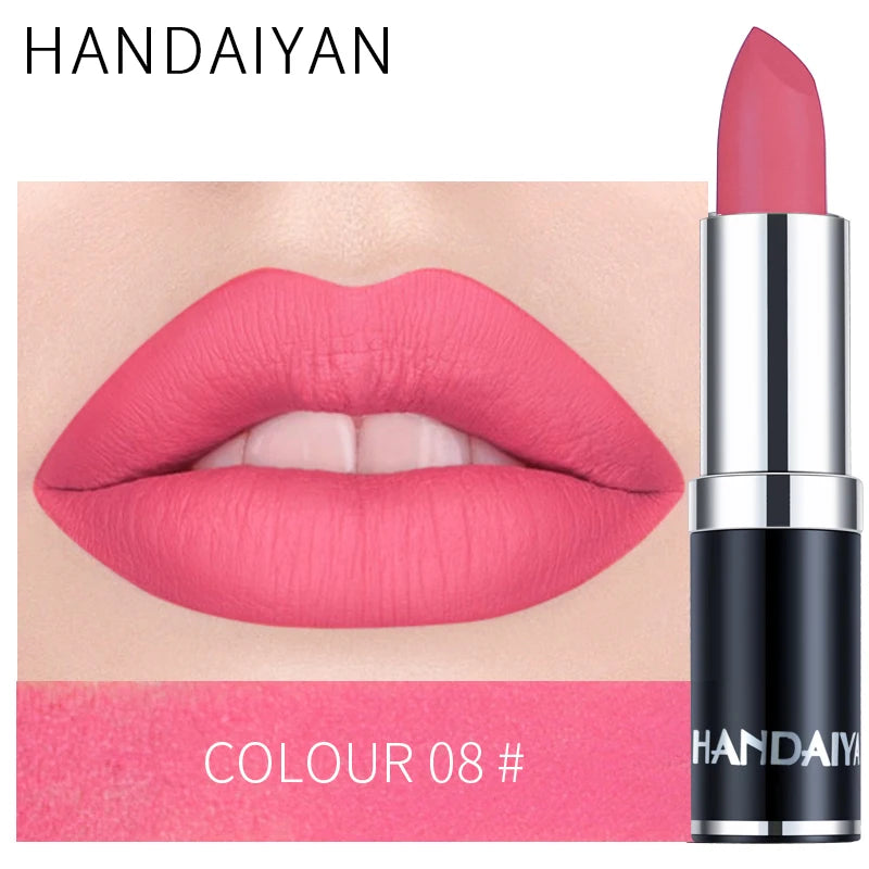 12-Color Matte Lipstick – Waterproof, Long-Lasting, Moisturizing Velvet Finish, High Pigment - Beauty & Beyond