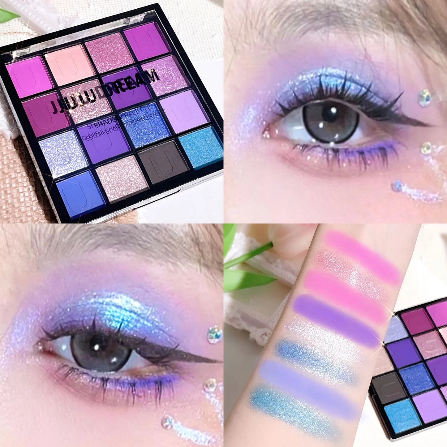 16-Color Eyeshadow Palette – Koi, Mermaid & Enchanted Forest Shades | Pearlescent, Matte & Shimmer Finishes