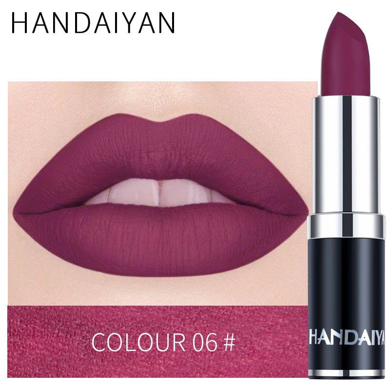12-Color Matte Lipstick – Waterproof, Long-Lasting, Moisturizing Velvet Finish, High Pigment - Beauty & Beyond