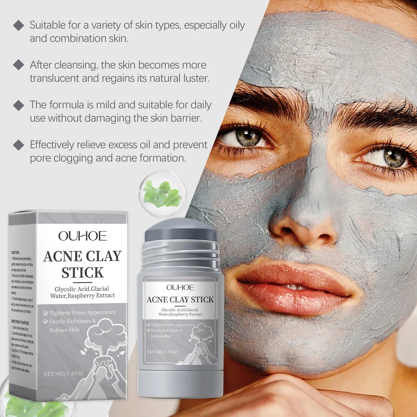 Pore Cleaning Clay Mask – Shrinks Pores & Controls Oil | Hydrating, Exfoliating Blackhead & Acne Treatment