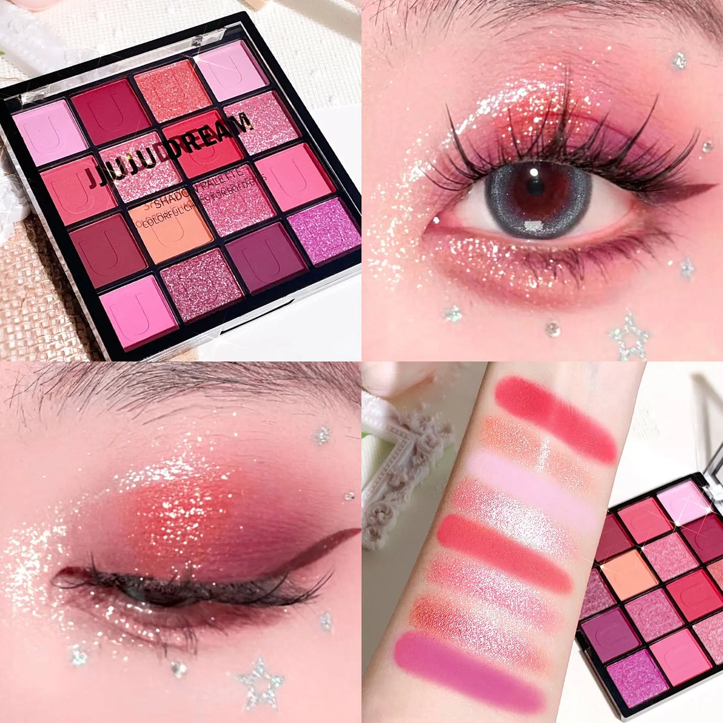 16-Color Eyeshadow Palette – Koi, Mermaid & Enchanted Forest Shades | Pearlescent, Matte & Shimmer Finishes
