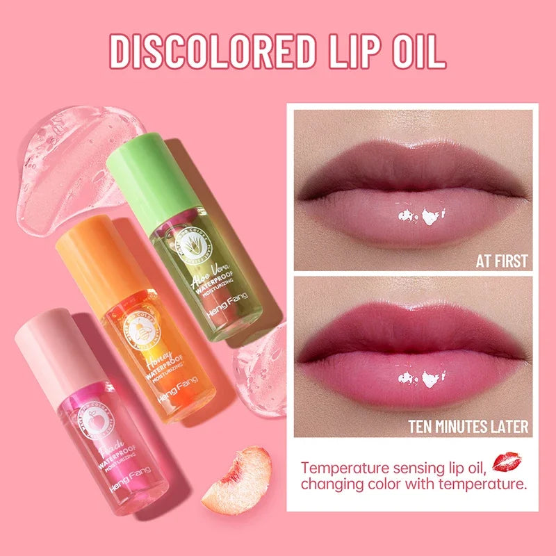 Mini Hydrating Temperature Sensing Lip Balm - Moisturizing, Color Changing, Peach & Aloe Vera - Beauty & Beyond