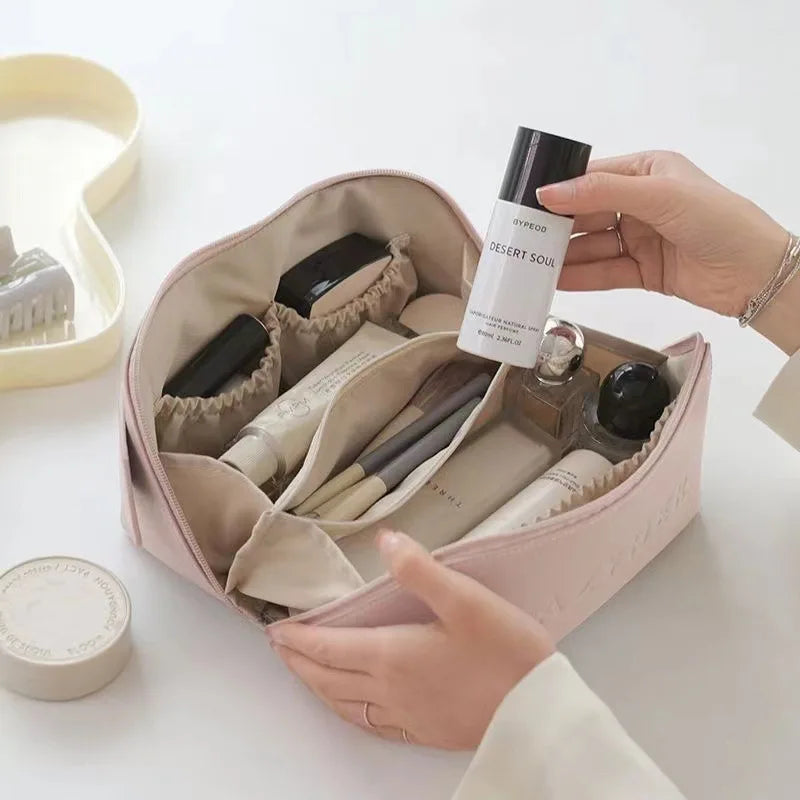 PU Makeup Bag - Large Capacity, Portable Handheld, Multi-Functional Storage