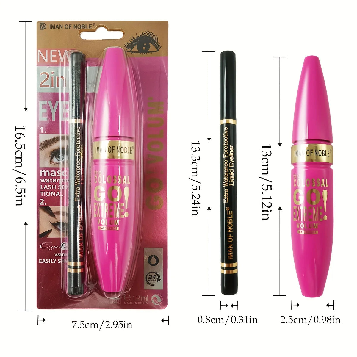 Mascara & Eyeliner Combo - Black, Slim Line, Smooth Definition, Long Lasting, Waterproof, 2pcs Set - Beauty & Beyond