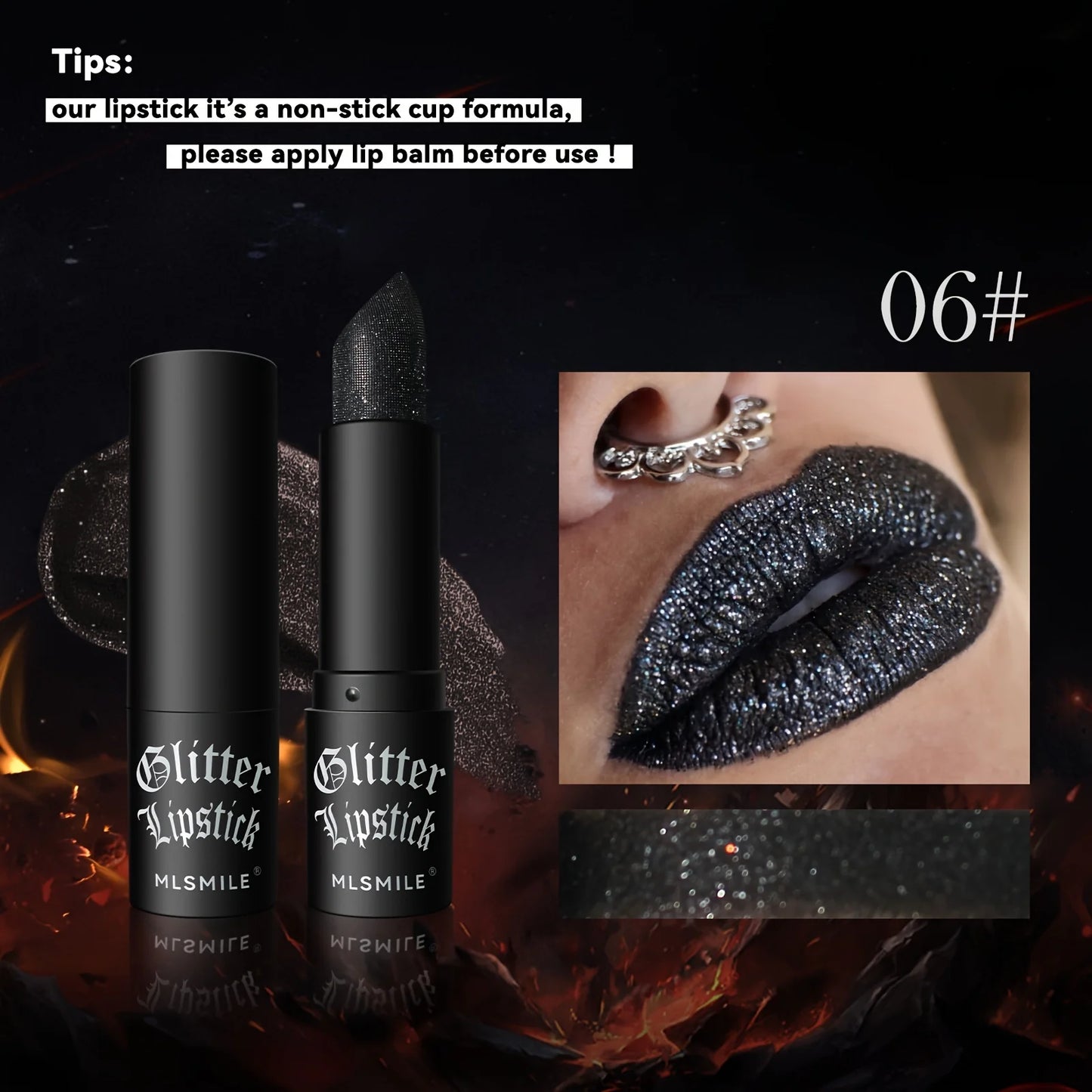 7-Color Glitter Lipstick – Hydrating & Sparkling Shine | Non-Stick, Metallic Finish Lip Makeup