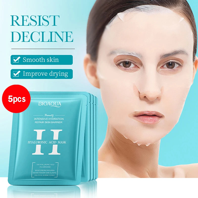 BIOAQUA Snail Face Mask – 5/10 PCS Hyaluronic Acid & Retinol | Moisturizing, Hydrating & Firming Skincare