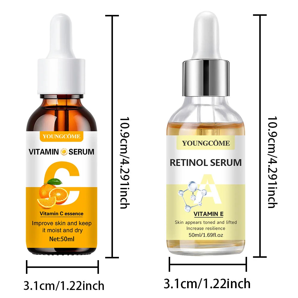2pcs Vitamin C & Retinol Serum – Hydrating, Smoothing Fine Lines & Wrinkles - Beauty & Beyond