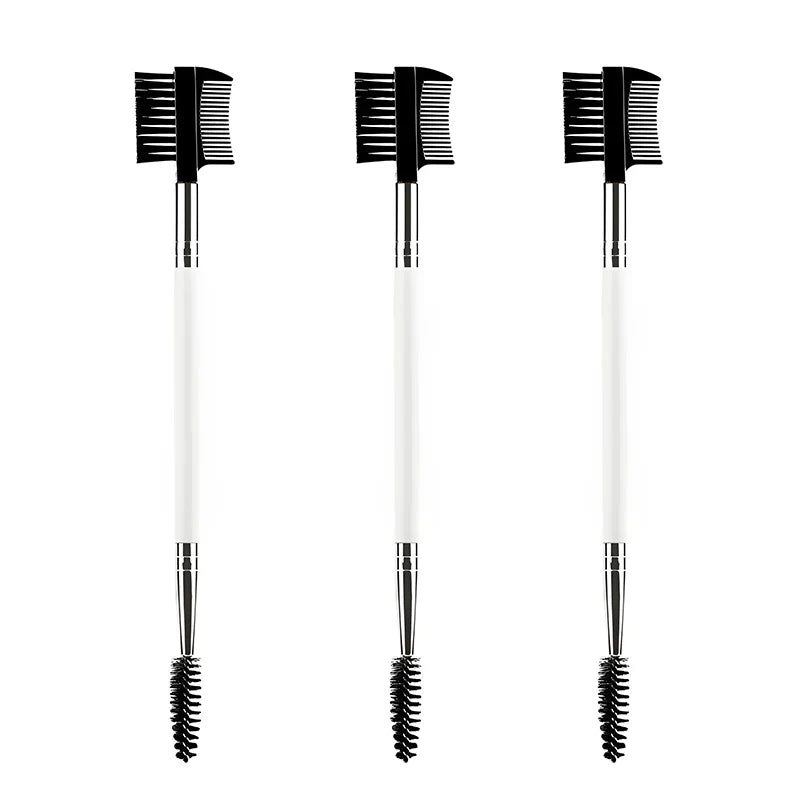 Double-Ended Wood Handle Eyebrow & Eyelash Brush – 2-in-1 Professional Makeup Tool
