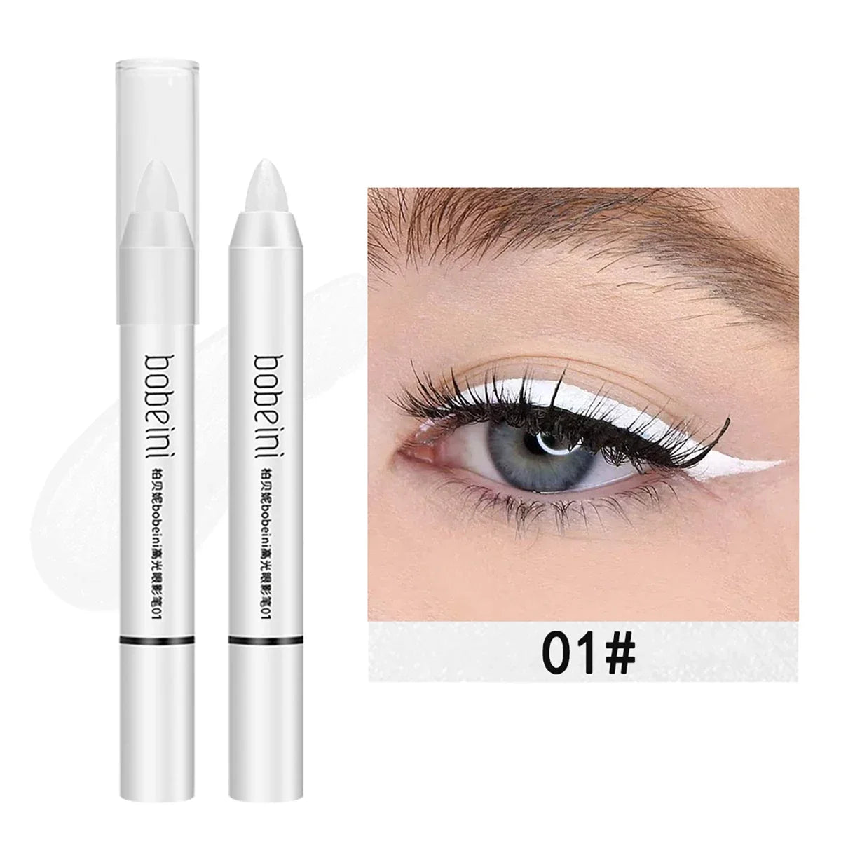 Matte & Shimmer Eyeshadow Stick – Dual-Use White Eyeliner + Silver Highlighter Pen for Eye Brightening Glam - Beauty & Beyond