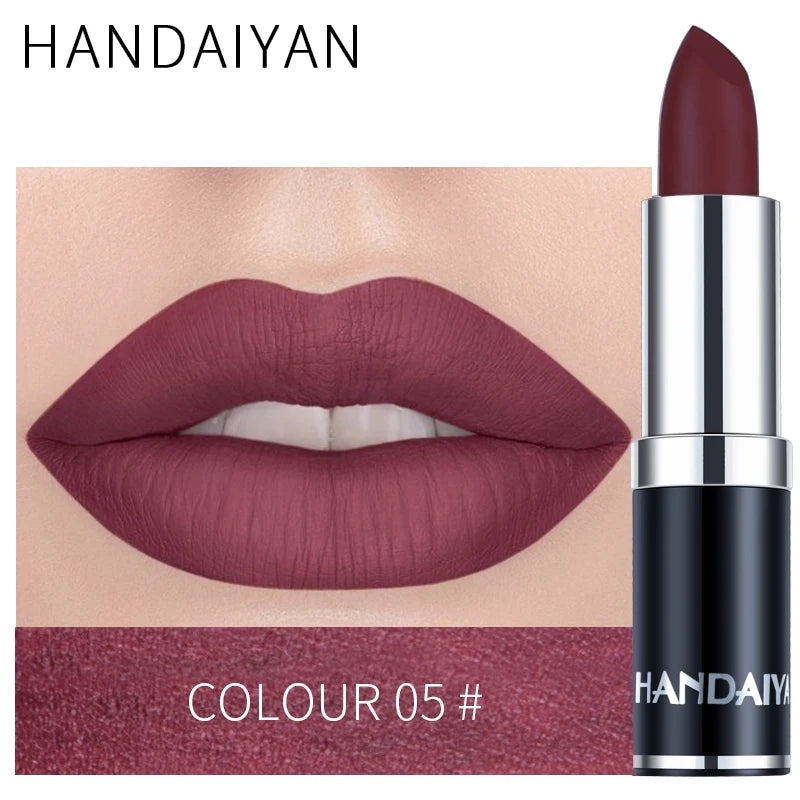 12-Color Matte Lipstick – Waterproof, Long-Lasting, Moisturizing Velvet Finish, High Pigment - Beauty & Beyond