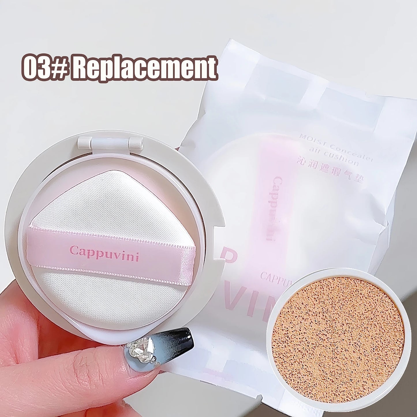 BB Cream Air Cushion Foundation – Full Coverage, Waterproof, Long-Lasting, 3 Colors