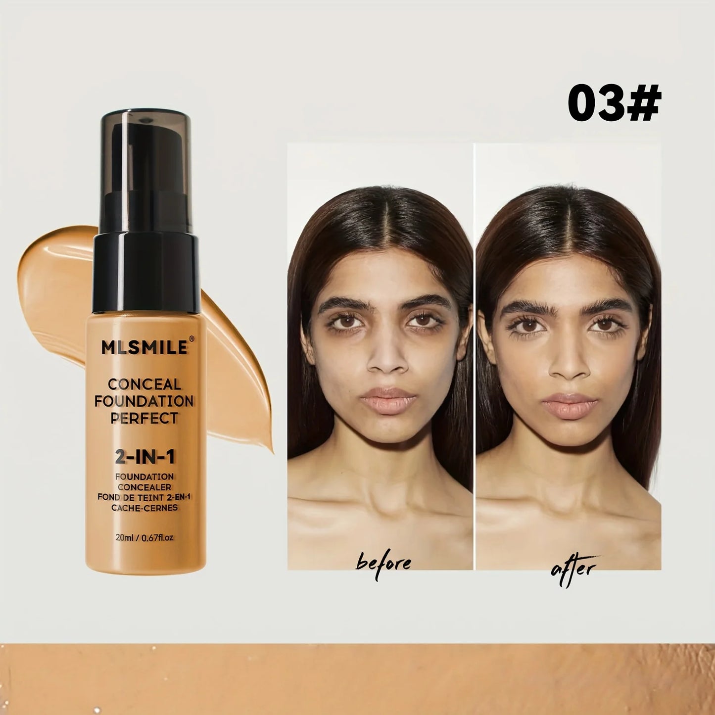 2-in-1 Foundation & Concealer – Full Coverage, Waterproof, Hydrating