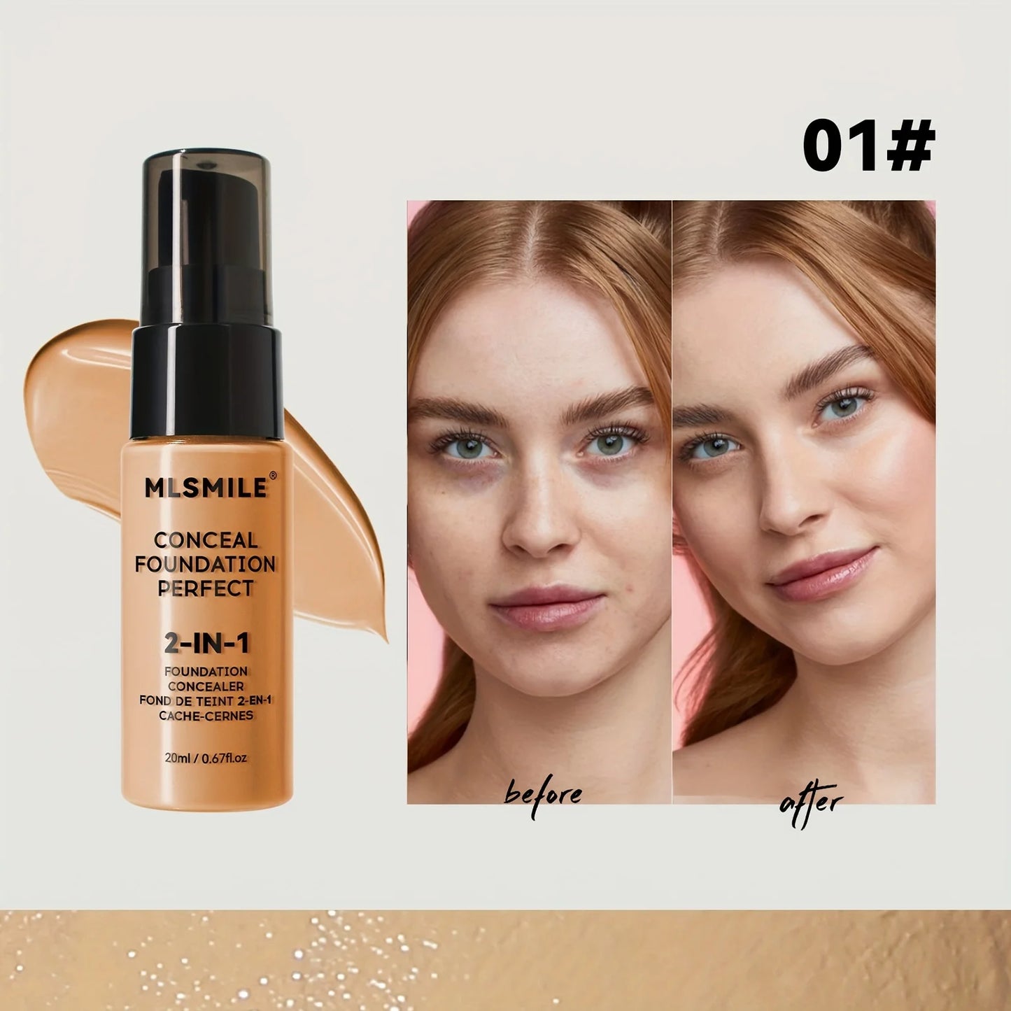 2-in-1 Foundation & Concealer – Full Coverage, Waterproof, Hydrating