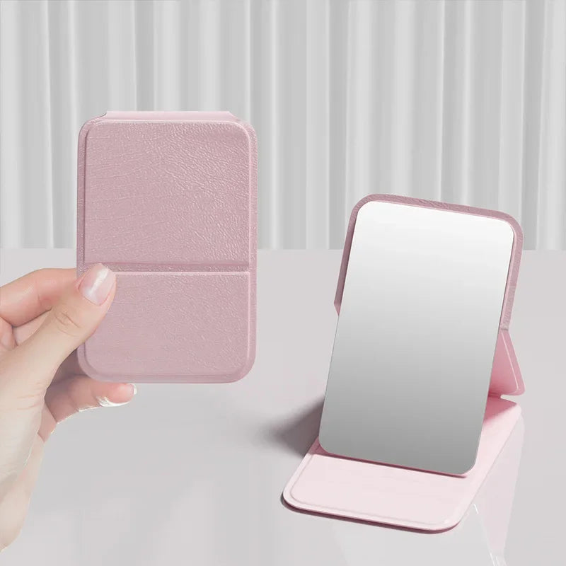 Portable Handheld Mini Makeup Mirror - Adjustable, Folding, for Dorm & Office Use
