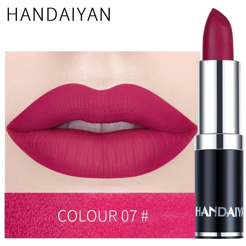 12-Color Matte Lipstick – Waterproof, Long-Lasting, Moisturizing Velvet Finish, High Pigment - Beauty & Beyond