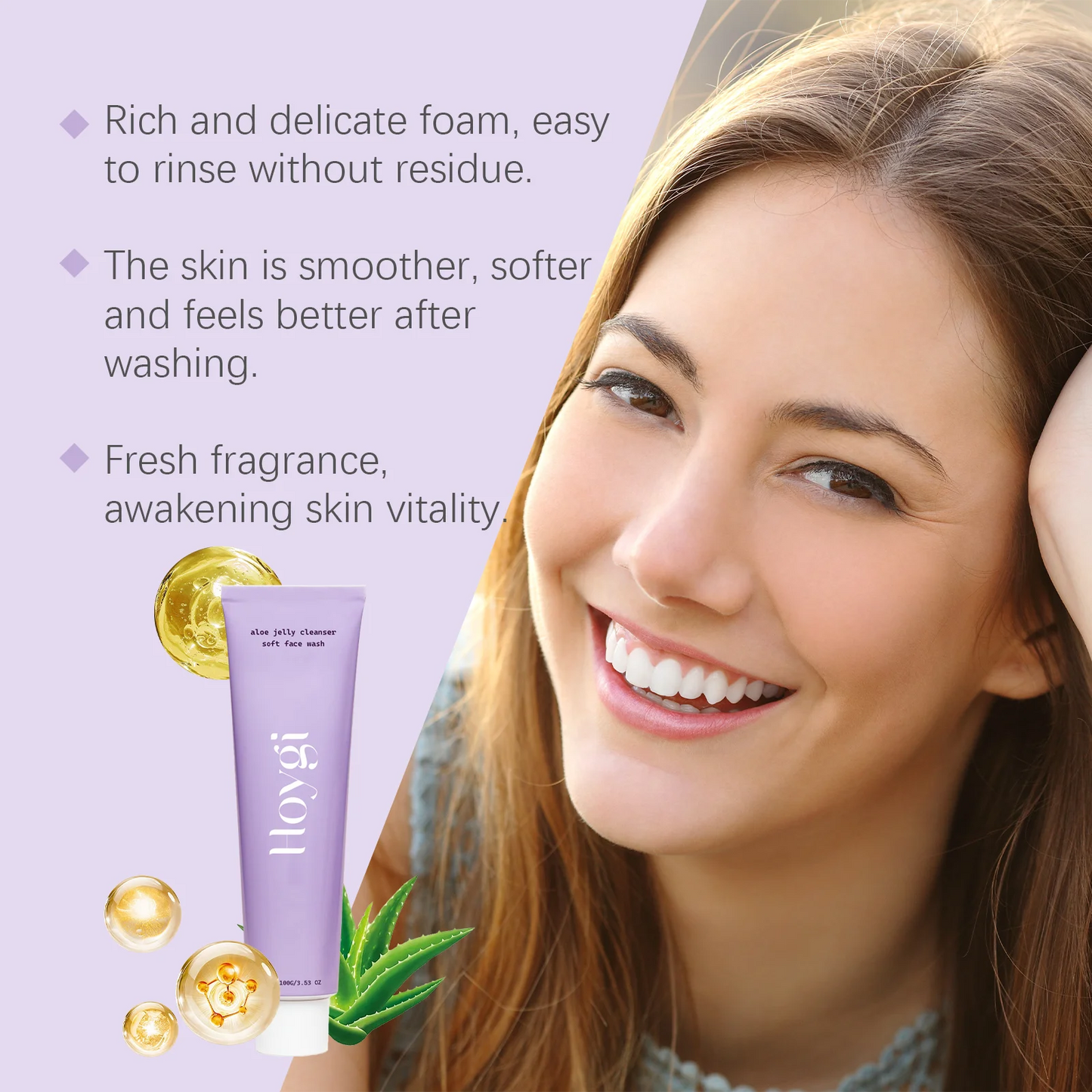 Hoygi Aloe Vera Facial Cleanser - Exfoliating, Blackhead Remover, Oil Control, Smooth Skin - Beauty & Beyond