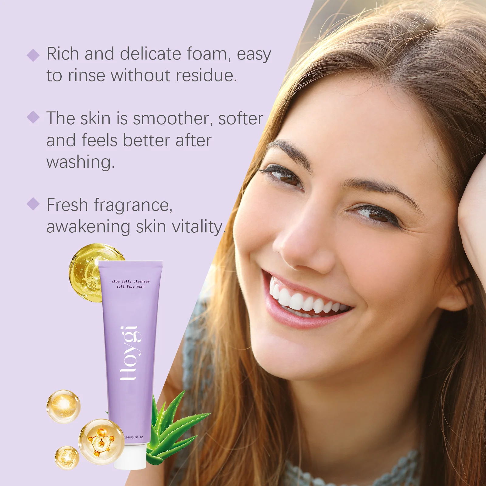 Hoygi Aloe Vera Facial Cleanser - Exfoliating, Blackhead Remover, Oil Control, Smooth Skin - Beauty & Beyond