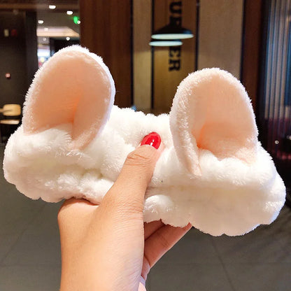 Wash Face Hair Holder - Soft Coral Fleece Bow, Animal Ears Headband for Women & Girls