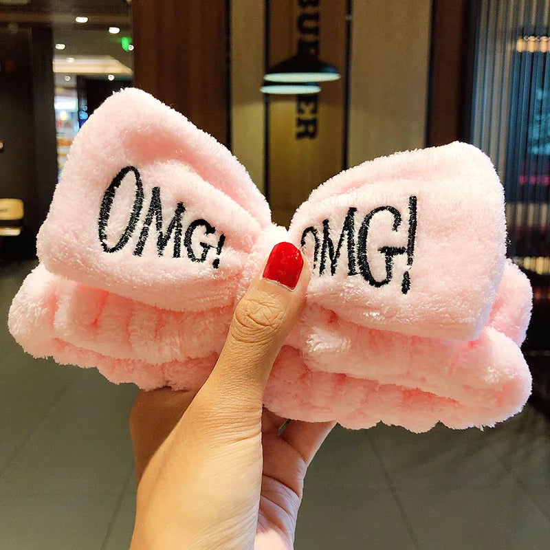 Wash Face Hair Holder - Soft Coral Fleece Bow, Animal Ears Headband for Women & Girls