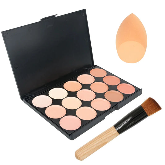 15-Color Face Concealer & Contour Palette – Professional Makeup