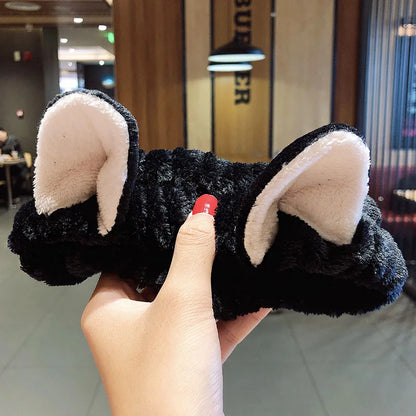 Wash Face Hair Holder - Soft Coral Fleece Bow, Animal Ears Headband for Women & Girls