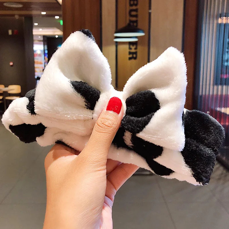 Wash Face Hair Holder - Soft Coral Fleece Bow, Animal Ears Headband for Women & Girls