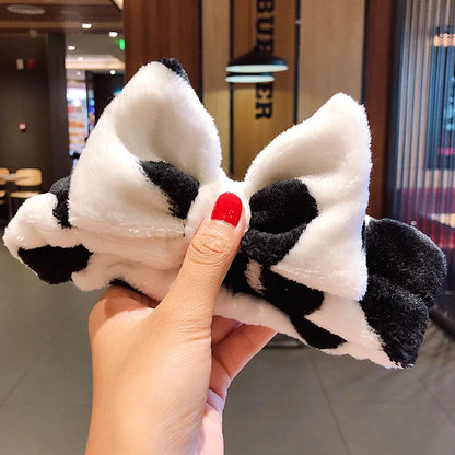 Wash Face Hair Holder - Soft Coral Fleece Bow, Animal Ears Headband for Women & Girls