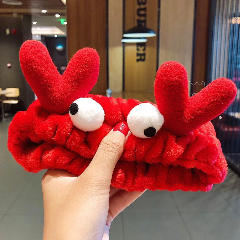 Wash Face Hair Holder - Soft Coral Fleece Bow, Animal Ears Headband for Women & Girls