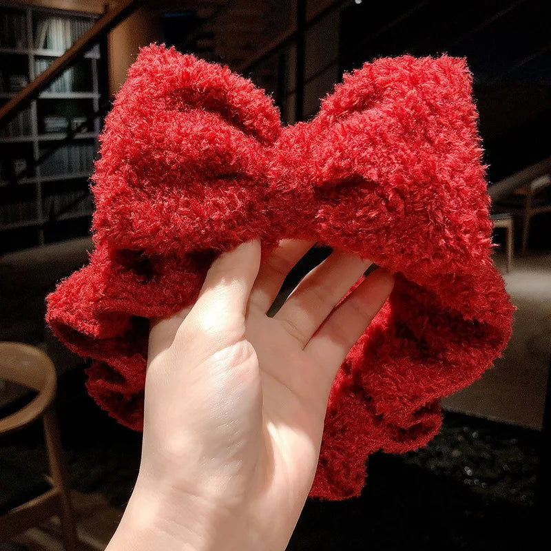 Wash Face Hair Holder - Soft Coral Fleece Bow, Animal Ears Headband for Women & Girls
