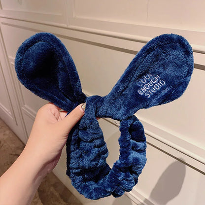 Wash Face Hair Holder - Soft Coral Fleece Bow, Animal Ears Headband for Women & Girls