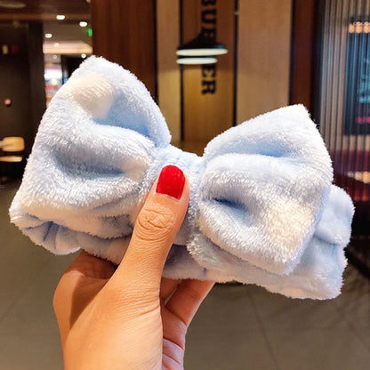 Wash Face Hair Holder - Soft Coral Fleece Bow, Animal Ears Headband for Women & Girls