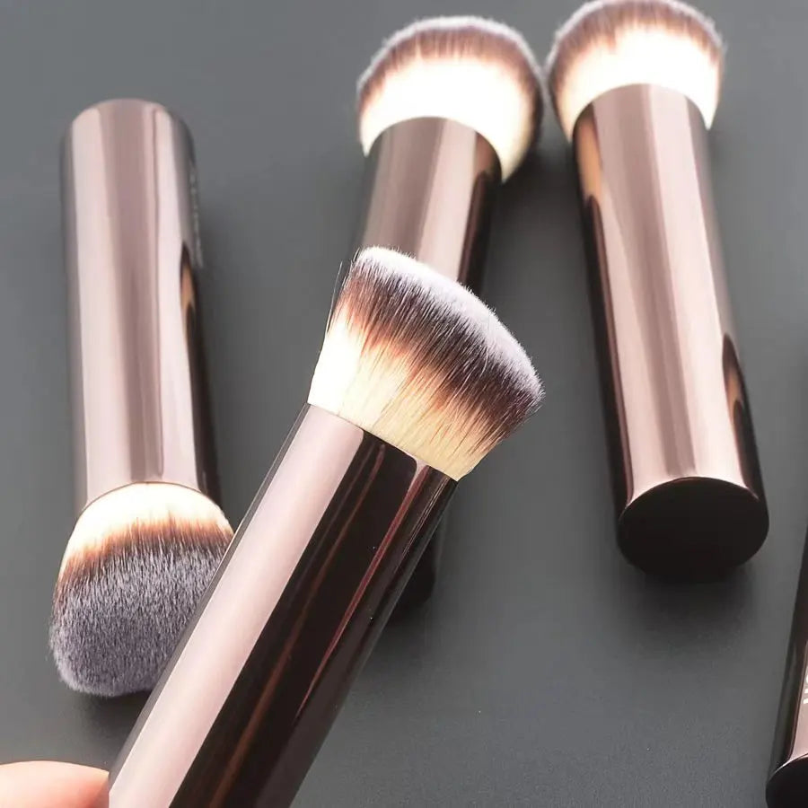 Angled Foundation Brush – Powder Makeup with Metal Handle & Aluminum Tube | High-Quality Cosmetic Tool