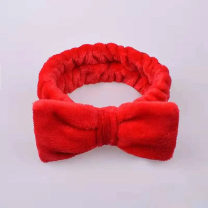 Spa Headband Bow - Soft Coral Fleece for Makeup, Shower, Face Washing, Hair Accessory