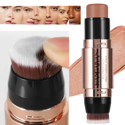 Double-Head Face Bronzer Contour Stick – Light & Dark, Long-Lasting, With Brush