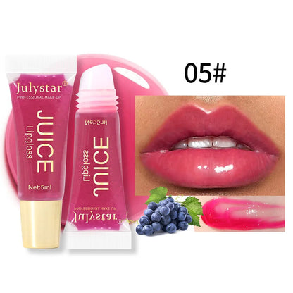 Glitter Plumping Lip Gloss Jelly Strawberry Moisturizer Fruit Lip Oil Transparent Fullness Lip Tint Gel Soft Tube Makeup LipCare - Beauty & Beyond