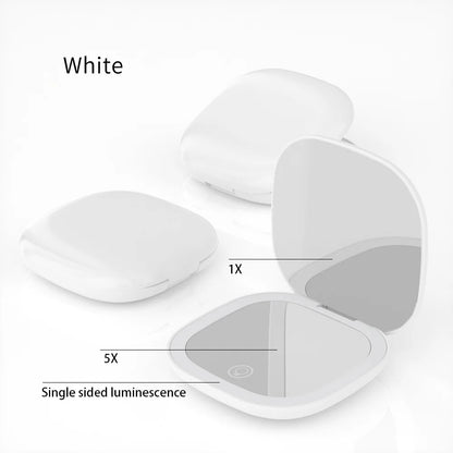 Mini Foldable LED Makeup Mirror - 5x/10x Magnification, Rechargeable, Compact - Beauty & Beyond
