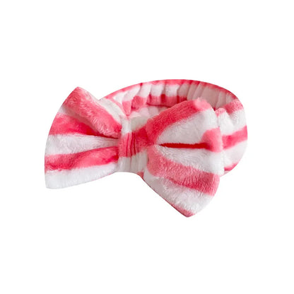 Spa Headband Bow - Soft Coral Fleece for Makeup, Shower, Face Washing, Hair Accessory